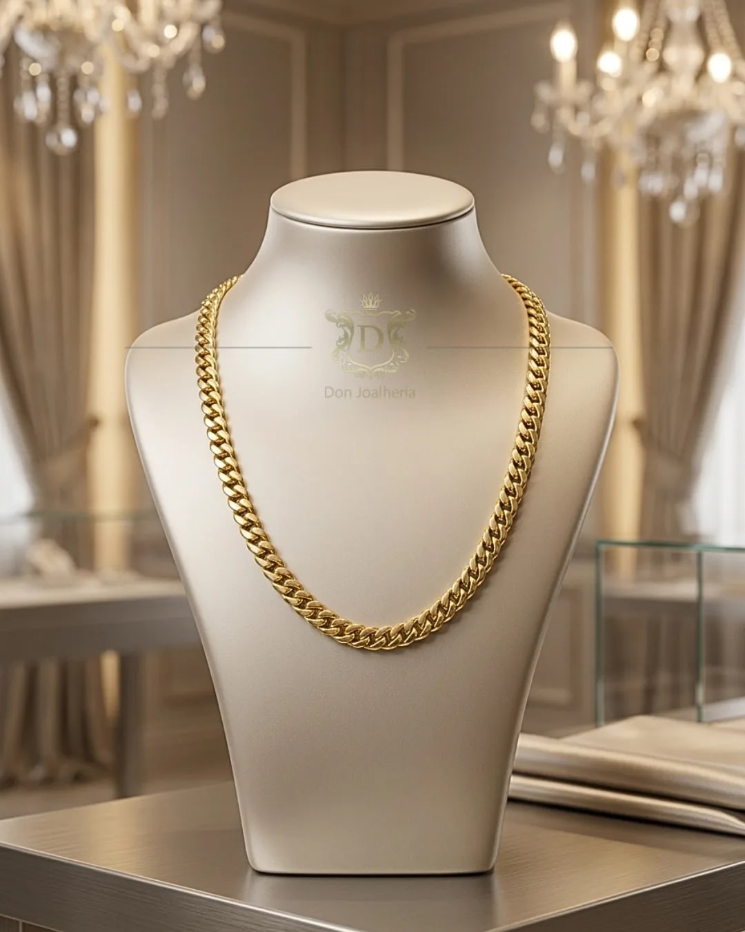 Corrente Cuban Link 120 gramas com fecho Diamond Ouro 18k 750