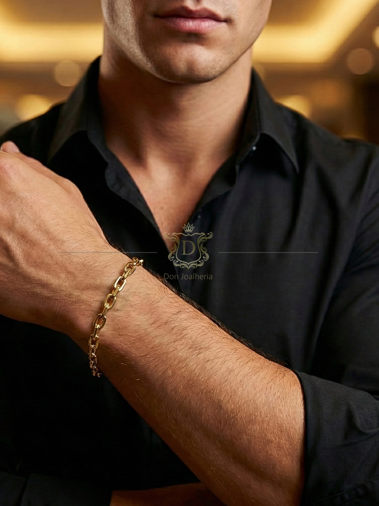Pulseira Cadeado Maciça 20 Gramas em Ouro 18k 750