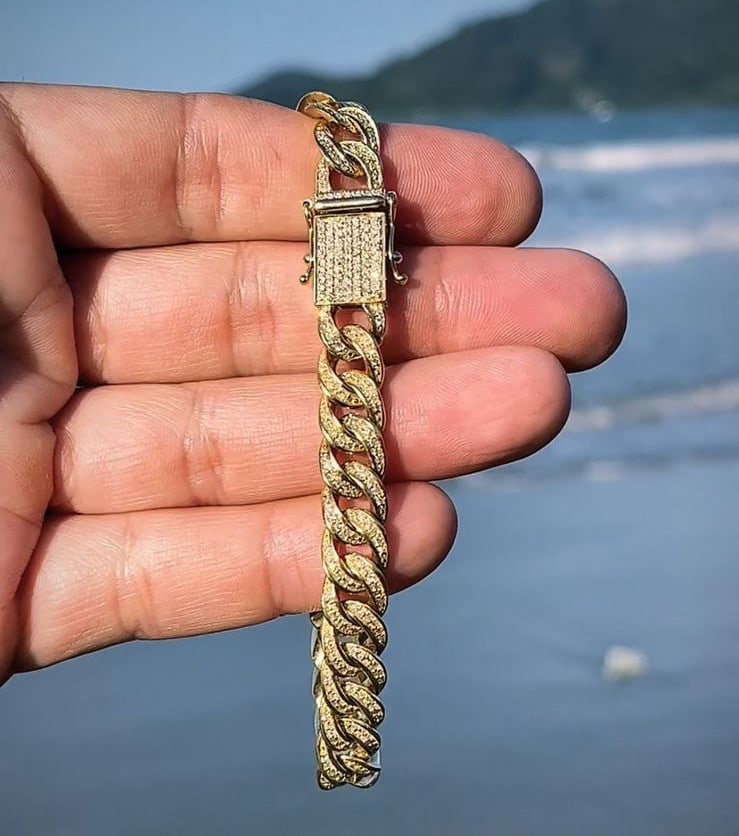 Pulseira Cuban Link 50 gramas Diamond em Ouro 18k 750