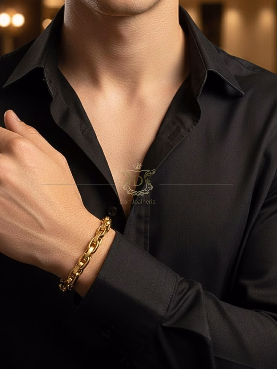 Pulseira Elos Trançados 20 Gramas em Ouro 18k 750