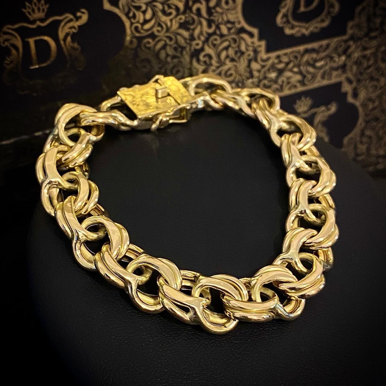 Pulseira Friso Duplo 30 gramas Ouro 18k 750