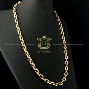 Corrente Cadeado 50 Gramas Oca Ouro 18k 750 - Imagem 2