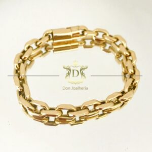 Pulseira Cadeado 20 Gramas Ouro 18k 750 - Imagem 1