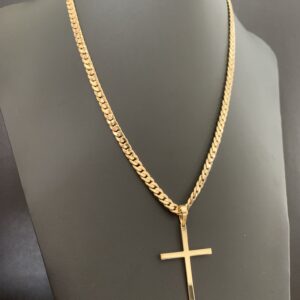 Corrente Grumet 20g + Pingente Crucifixo 5g em Ouro 18k 750 - Imagem 1
