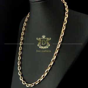 Corrente Cadeado 50 Gramas Oca Ouro 18k 750 - Imagem 4