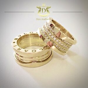 Par de Alianças Estilo Bvlgari 1,2 ct de Diamantes em Ouro 18k 750 - Imagem 6
