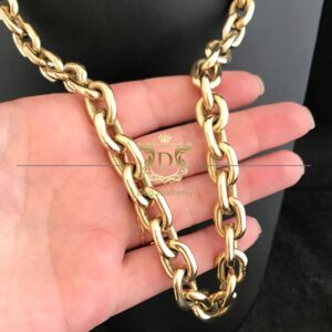 Conjunto Maciço Elo Cadeado 350 Gramas Ouro 18k 750 - Imagem 1