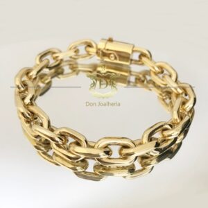 Pulseira Cadeado Maciça 100 Gramas Ouro 18k 750 - Imagem 4