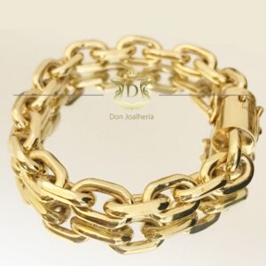 Pulseira Cadeado Maciça 100 Gramas Ouro 18k 750 - Imagem 5