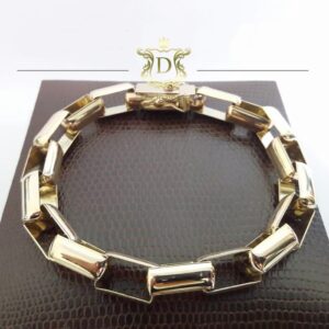 Pulseira Cadeado Alongado Meia Cana 50 Gramas Ouro 18k 750 - Imagem 1
