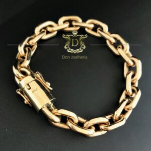 Pulseira Cadeado Maciça 100 Gramas Ouro 18k 750 - Imagem 7