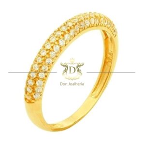 Anel Meia Aliança / Aparador 63 Diamantes Ouro 18k 750