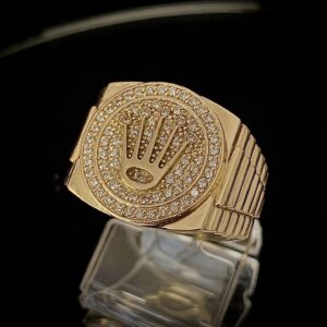 Anel Coroa Rolex com 0,7 CT de Diamantes em Ouro 18k 750 - Imagem 7