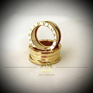 Par de Alianças Estilo Bvlgari 25 gramas em Ouro 18k 750 - Imagem 3