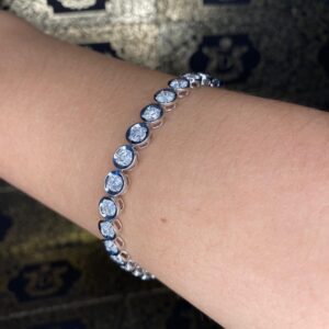 Pulseira Riviera em Ouro Branco 18k 750 Modelo Coroa 6 CT de Diamantes - Imagem 6