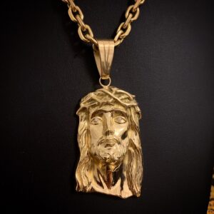 Pingente Face de Cristo 50 Gramas 2 Diamantes em Ouro 18k 750 - Imagem 1
