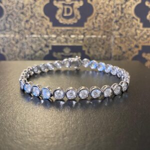 Pulseira Riviera em Ouro Branco 18k 750 Modelo Coroa 6 CT de Diamantes - Imagem 3