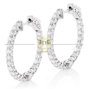 Par de Brincos Pavê de Diamantes Argola 2,2 CT em Ouro 18k 750 - Imagem 1
