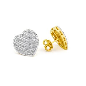Brinco Coração Pavê de Diamantes 1,3 Ct em Ouro 18k 750 - Imagem 1