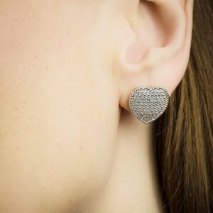 Brinco Coração Pavê de Diamantes 1,3 Ct em Ouro 18k 750 - Imagem 2