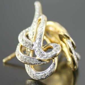 Par de Brincos Pavê de Diamantes 1 CT em Ouro 18k 750