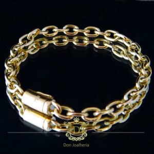 Pulseira Cadeado Maciça 20 Gramas Ouro 18k 750 - Imagem 1