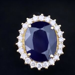 Anel Lady Day Safira e Diamantes em Ouro 18k 750