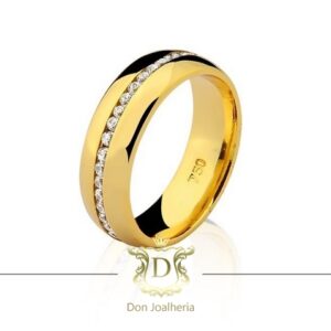 Par de Alianças 15 Gramas e 45 Diamantes em Ouro 18k 750