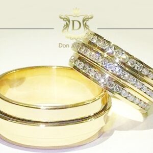 Par de Alianças 120 Diamantes 20 Gramas em Ouro 18k 750