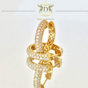 Par de Brincos Modelo Pavê com 76 Diamantes Ouro 18k 750