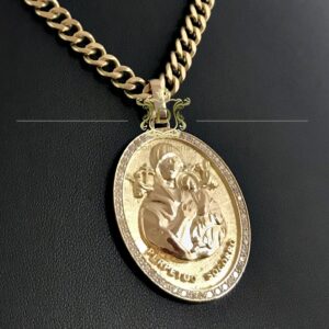 Pingente Placa Nossa Senhora 20 gramas e 1 Ct de Diamantes - Imagem 1