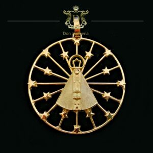 Pingente Nossa Senhora Aparecida Arco Estrelas 15 Gramas em Ouro 18k 750 - Imagem 1