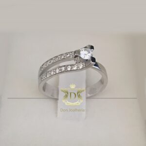Anel Solitário 0,36 CT de Diamantes em Ouro Branco 18k 750