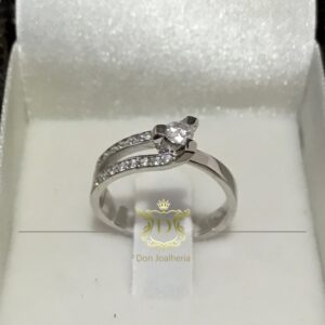 Anel Solitário 0,36 CT de Diamantes em Ouro Branco 18k 750 - Imagem 3