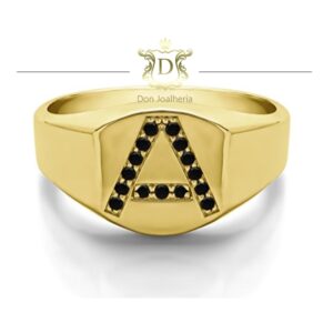 Anel Letra Personalizado 12 Gramas em Ouro 18k 750 - Imagem 1