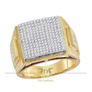 Anel em Ouro Cravejado Diamantes em Ouro 18k 750 - Imagem 1