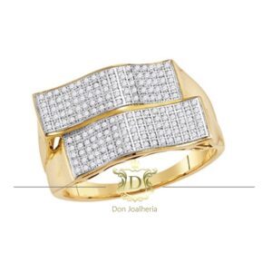 Anel Masculino 170 Diamantes em Ouro 18k 750 - Imagem 1