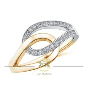 Anel Dois Tons 29 Diamantes em Ouro 18k 750 - Imagem 1