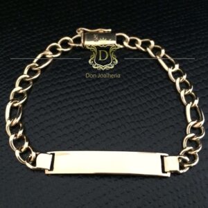 Pulseira Grumet 3x1 Com Placa Infantil 10 Gramas em Ouro 18k 750