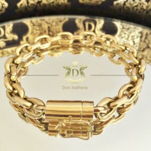 Pulseira Cadeado 12 Gramas em Ouro 18k 750 - Imagem 2