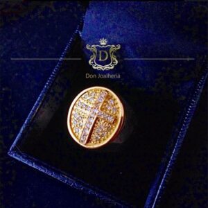 Anel Crucifixo com Diamantes 12 Gramas em Ouro 18k 750