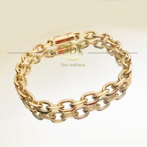 Pulseira Cadeado Maciça 35 Gramas Ouro 18k 750 - Imagem 3