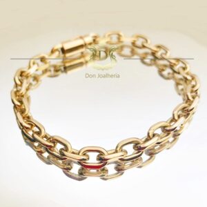 Pulseira Cadeado Maciça 35 Gramas Ouro 18k 750 - Imagem 4