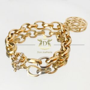 Pulseira Elos Com Berloque 25 Gramas em Ouro 18k 750 - Imagem 5