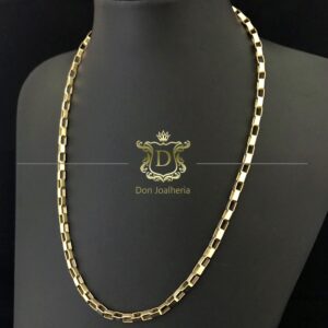 Corrente Cadeado Alongado 30 Gramas Ouro 18k 750 - Imagem 1