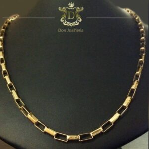 Corrente Cadeado Alongado 25 Gramas Ouro 18k 750 - Imagem 1
