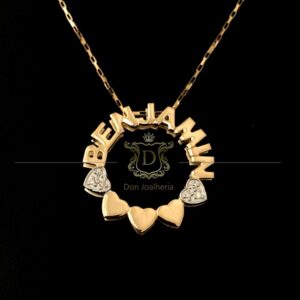 Pingente Mandala Personalizada 5 gramas e 6 Diamantes Ouro 18k 750 - Imagem 1