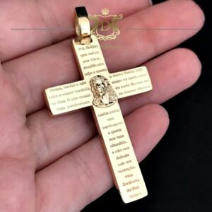 Pingente Crucifixo Pai Nosso 18 Gramas Ouro 18k 750 - Imagem 2