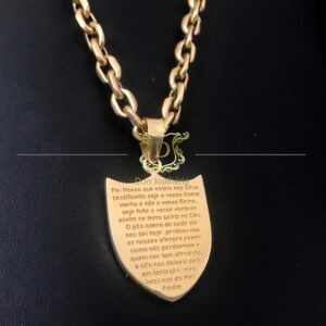 Pingente Brasão Personalizado C/ Oração 20 Gramas em Ouro 18k 750 - Imagem 5