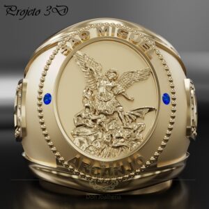 Anel São Miguel Arcanjo 25 Gramas em Ouro 18k 750 - Imagem 1